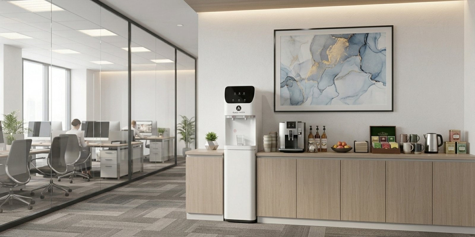 Purificador Glazz Tower en una oficina